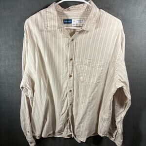old navy men linen blend shirt xl tan stripe golf performance button outdoor